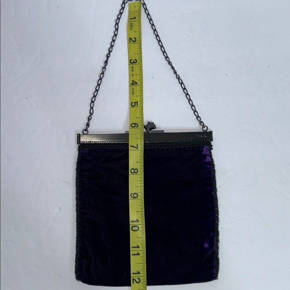 PRADA Velvet Clutch Purse Chain Strap Tulip Kiss Lock: Deep Purple Small - Picture 14 of 17